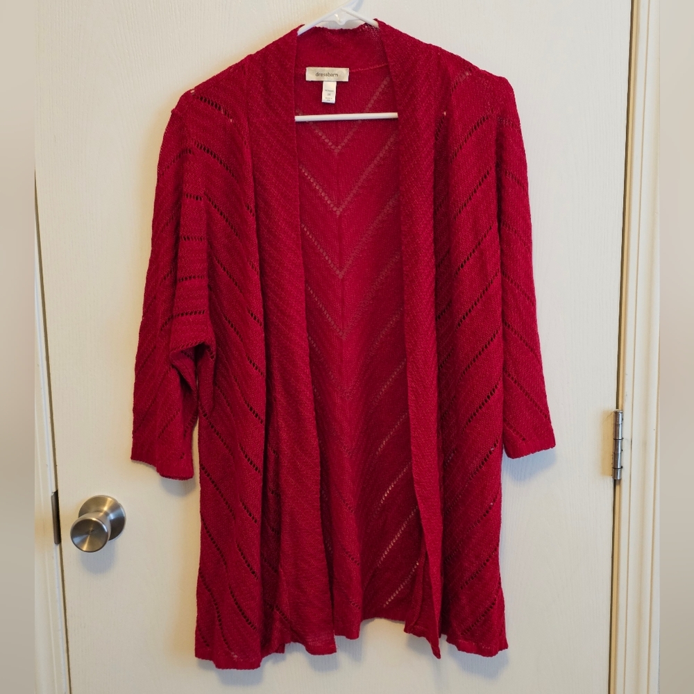 Women's cardigan from Dress Barn. Red, size 2X. Acrylic material.